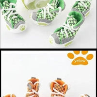 HKM-409299 Small Dog Non-slip Shoes - Warm and Comfortable, Available in Red, Green, and Orange