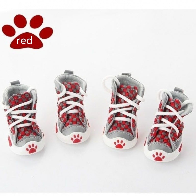 HKM-409299 Small Dog Non-slip Shoes - Warm and Comfortable, Available in Red, Green, and Orange