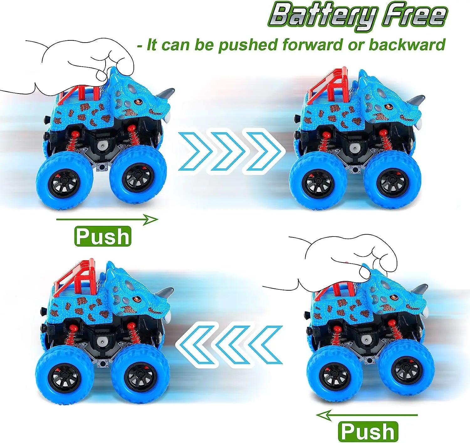 HKM-409619 12PCS Mini Dinosaur Friction Pull Back Car Toy Set for Kids - Inertia Vehicles