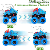 HKM-409619 12PCS Mini Dinosaur Friction Pull Back Car Toy Set for Kids - Inertia Vehicles