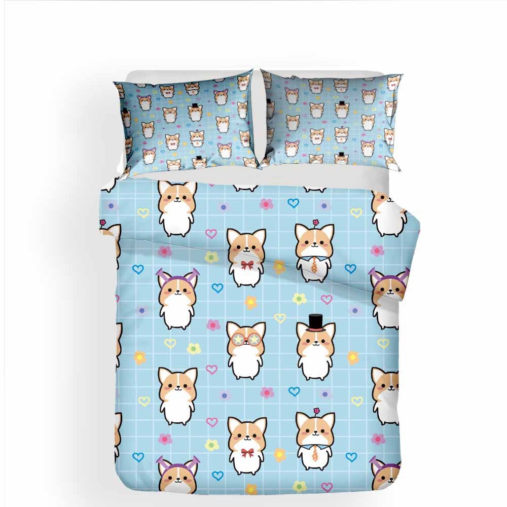 HKM-409747 Cartoon Series Polyester Bedding Set - Quilted, Twill Design for 1.8m Bed, 3 Pieces