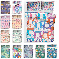 HKM-409747 Cartoon Series Polyester Bedding Set - Quilted, Twill Design for 1.8m Bed, 3 Pieces
