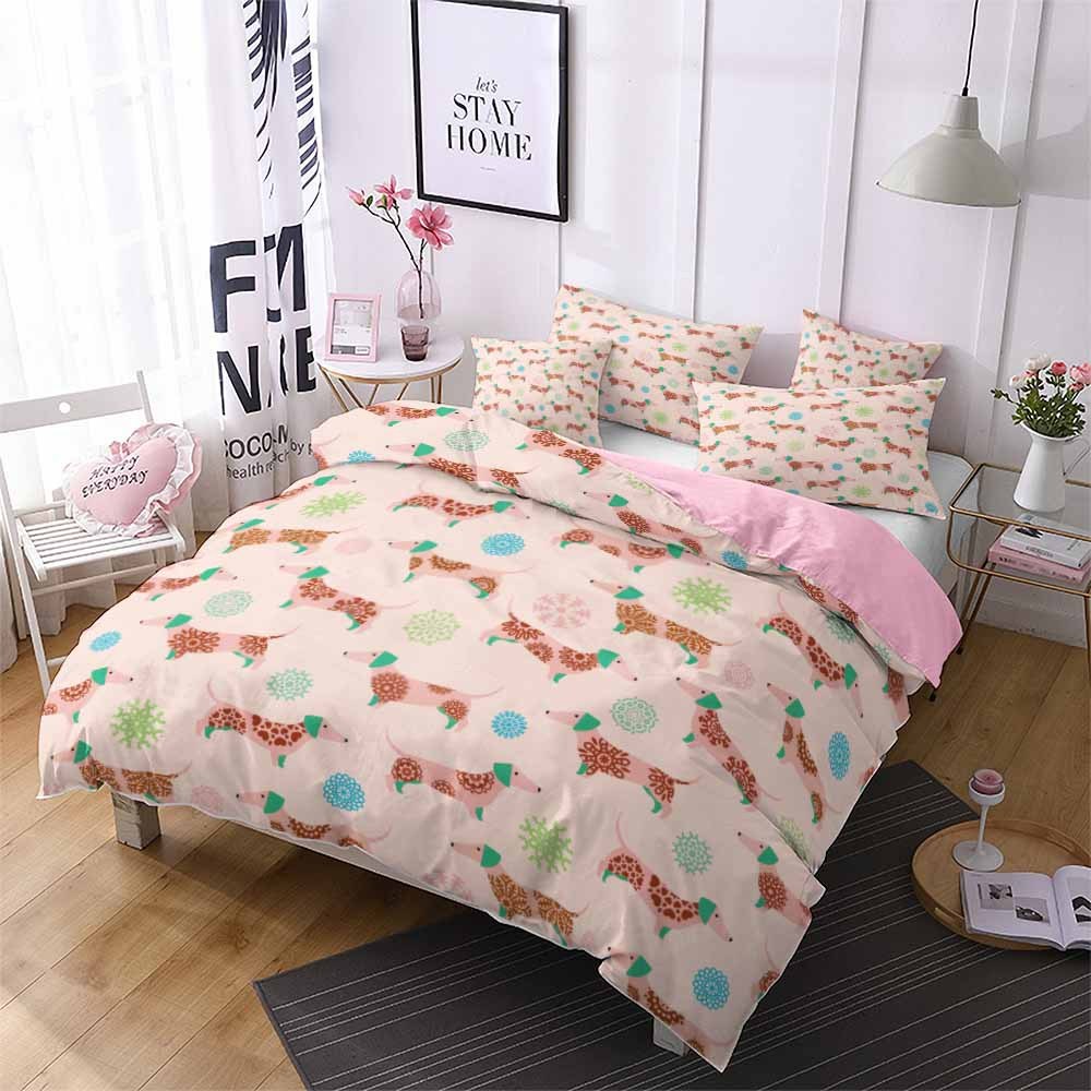 HKM-409747 Cartoon Series Polyester Bedding Set - Quilted, Twill Design for 1.8m Bed, 3 Pieces