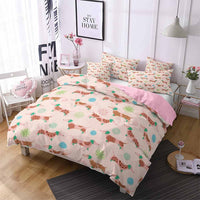 HKM-409747 Cartoon Series Polyester Bedding Set - Quilted, Twill Design for 1.8m Bed, 3 Pieces