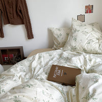 HKM-409811 Floral Cotton Bedding Set 4-Piece for Summer - Available in Multiple Sizes