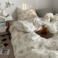 HKM-409811 Floral Cotton Bedding Set 4-Piece for Summer - Available in Multiple Sizes