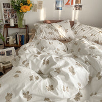 HKM-409811 Floral Cotton Bedding Set 4-Piece for Summer - Available in Multiple Sizes