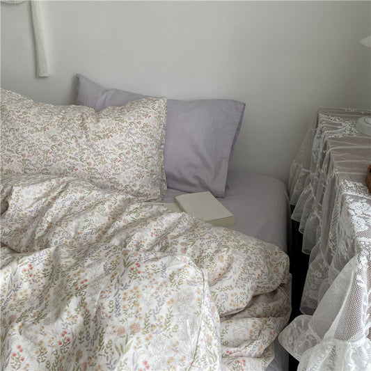 HKM-409811 Floral Cotton Bedding Set 4-Piece for Summer - Available in Multiple Sizes