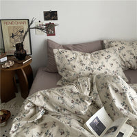 HKM-409811 Floral Cotton Bedding Set 4-Piece for Summer - Available in Multiple Sizes