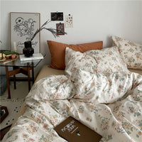 HKM-409811 Floral Cotton Bedding Set 4-Piece for Summer - Available in Multiple Sizes