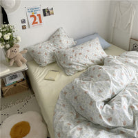 HKM-409811 Floral Cotton Bedding Set 4-Piece for Summer - Available in Multiple Sizes