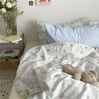 HKM-409811 Floral Cotton Bedding Set 4-Piece for Summer - Available in Multiple Sizes
