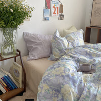 HKM-409811 Floral Cotton Bedding Set 4-Piece for Summer - Available in Multiple Sizes