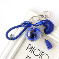 HKM-409811 Rose Flower Keychain Pendant with Tassels for Car Decoration and Gifts