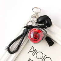 HKM-409811 Rose Flower Keychain Pendant with Tassels for Car Decoration and Gifts