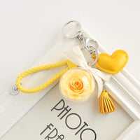 HKM-409811 Rose Flower Keychain Pendant with Tassels for Car Decoration and Gifts