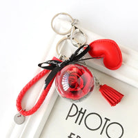 HKM-409811 Rose Flower Keychain Pendant with Tassels for Car Decoration and Gifts