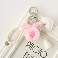 HKM-409811 Rose Flower Keychain Pendant with Tassels for Car Decoration and Gifts