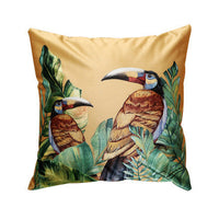 HKM-409875 Modern Tropical Bird and Leaf Print Satin Pillowcase