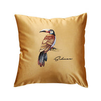 HKM-409875 Modern Tropical Bird and Leaf Print Satin Pillowcase
