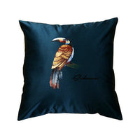 HKM-409875 Modern Tropical Bird and Leaf Print Satin Pillowcase