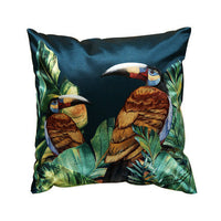 HKM-409875 Modern Tropical Bird and Leaf Print Satin Pillowcase