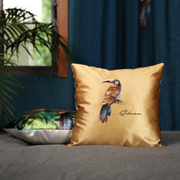 HKM-409875 Modern Tropical Bird and Leaf Print Satin Pillowcase