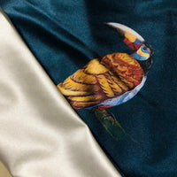 HKM-409875 Modern Tropical Bird and Leaf Print Satin Pillowcase