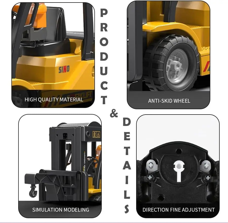 HKM-409939 1:24 Scale Remote Control Forklift Toy with Music and Lights - Indoor Use Truck