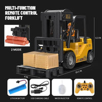 HKM-409939 1:24 Scale Remote Control Forklift Toy with Music and Lights - Indoor Use Truck