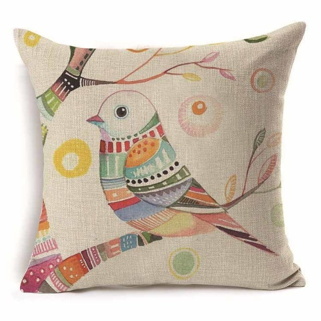 HKM-409939 Cotton Branch Patterned Linen Pillow Cover - 45x45cm Modern Cushion