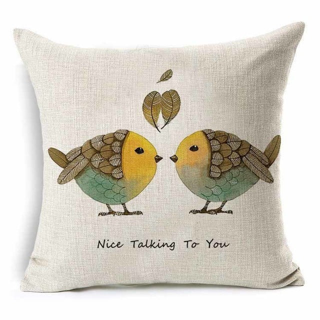 HKM-409939 Cotton Branch Patterned Linen Pillow Cover - 45x45cm Modern Cushion