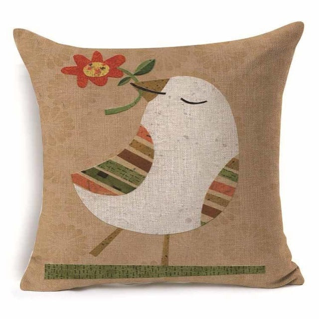 HKM-409939 Cotton Branch Patterned Linen Pillow Cover - 45x45cm Modern Cushion