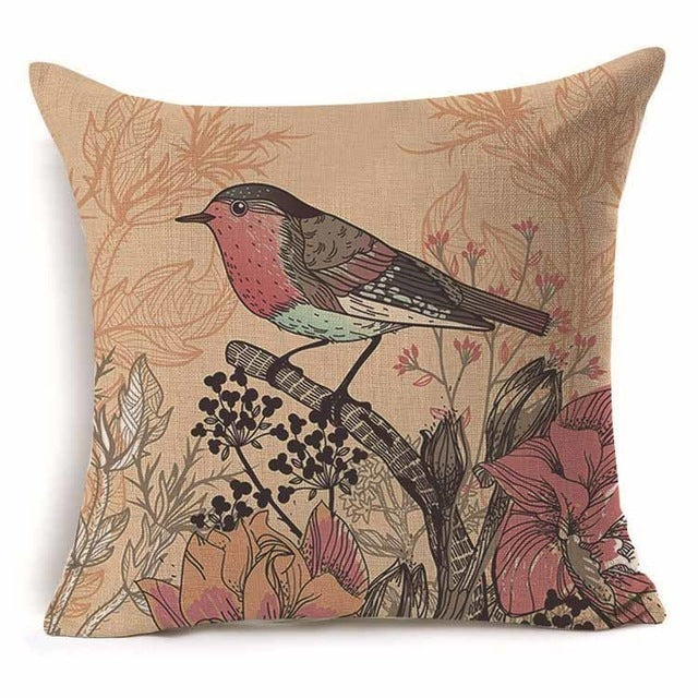 HKM-409939 Cotton Branch Patterned Linen Pillow Cover - 45x45cm Modern Cushion