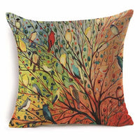 HKM-409939 Cotton Branch Patterned Linen Pillow Cover - 45x45cm Modern Cushion