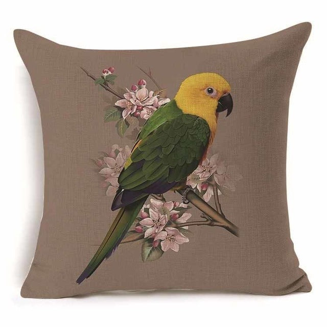 HKM-409939 Cotton Branch Patterned Linen Pillow Cover - 45x45cm Modern Cushion