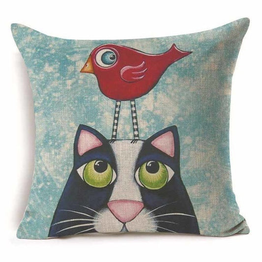 HKM-409939 Cotton Branch Patterned Linen Pillow Cover - 45x45cm Modern Cushion