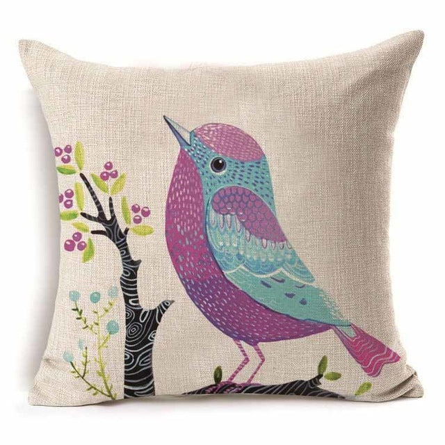 HKM-409939 Cotton Branch Patterned Linen Pillow Cover - 45x45cm Modern Cushion