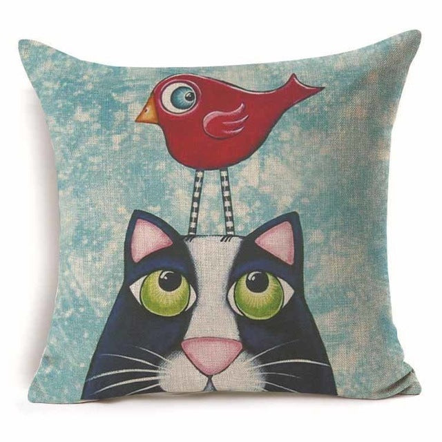 HKM-409939 Cotton Branch Patterned Linen Pillow Cover - 45x45cm Modern Cushion