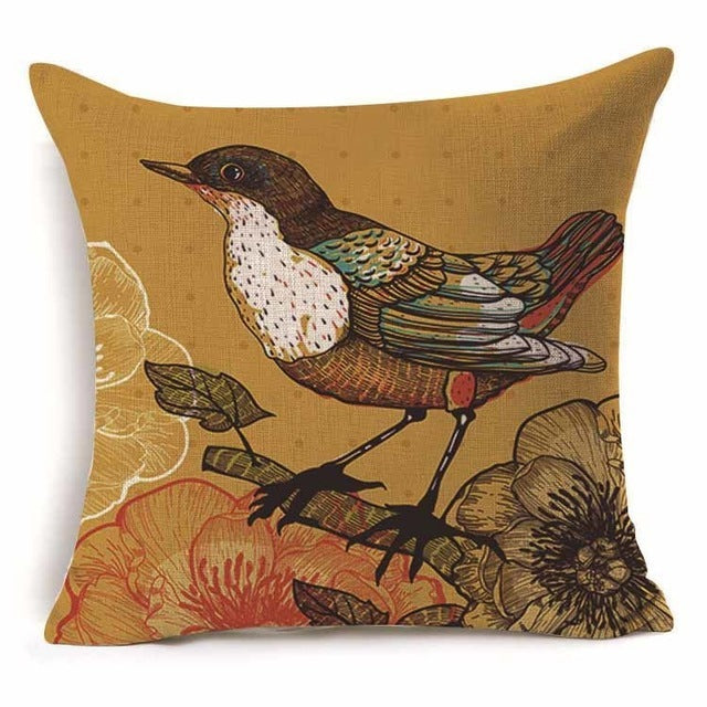HKM-409939 Cotton Branch Patterned Linen Pillow Cover - 45x45cm Modern Cushion