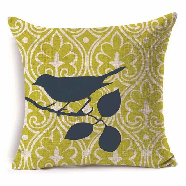 HKM-409939 Cotton Branch Patterned Linen Pillow Cover - 45x45cm Modern Cushion
