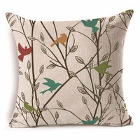 HKM-409939 Cotton Branch Patterned Linen Pillow Cover - 45x45cm Modern Cushion