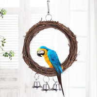 HKM-410067 Rattan Parrot Swing for Birds - 10.24 x 6.30 Inches with Hooks