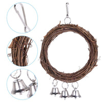 HKM-410067 Rattan Parrot Swing for Birds - 10.24 x 6.30 Inches with Hooks