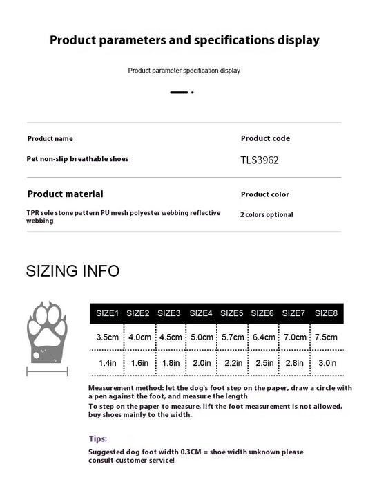 HKM-410131 Breathable Waterproof Non-Slip Dog Shoes in Various Colors and Sizes