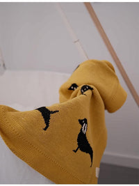 HKM-410131 Cotton Animal Pattern Knitted Blanket for Kids' Room - Multiple Sizes Available