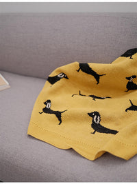 HKM-410131 Cotton Animal Pattern Knitted Blanket for Kids' Room - Multiple Sizes Available