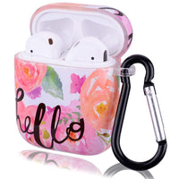 HKM-410323 Floral Clamshell Hard Protective Case for Wireless Earphones - Compatible with iPhone Models