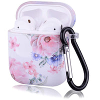 HKM-410323 Floral Clamshell Hard Protective Case for Wireless Earphones - Compatible with iPhone Models