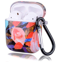 HKM-410323 Floral Clamshell Hard Protective Case for Wireless Earphones - Compatible with iPhone Models